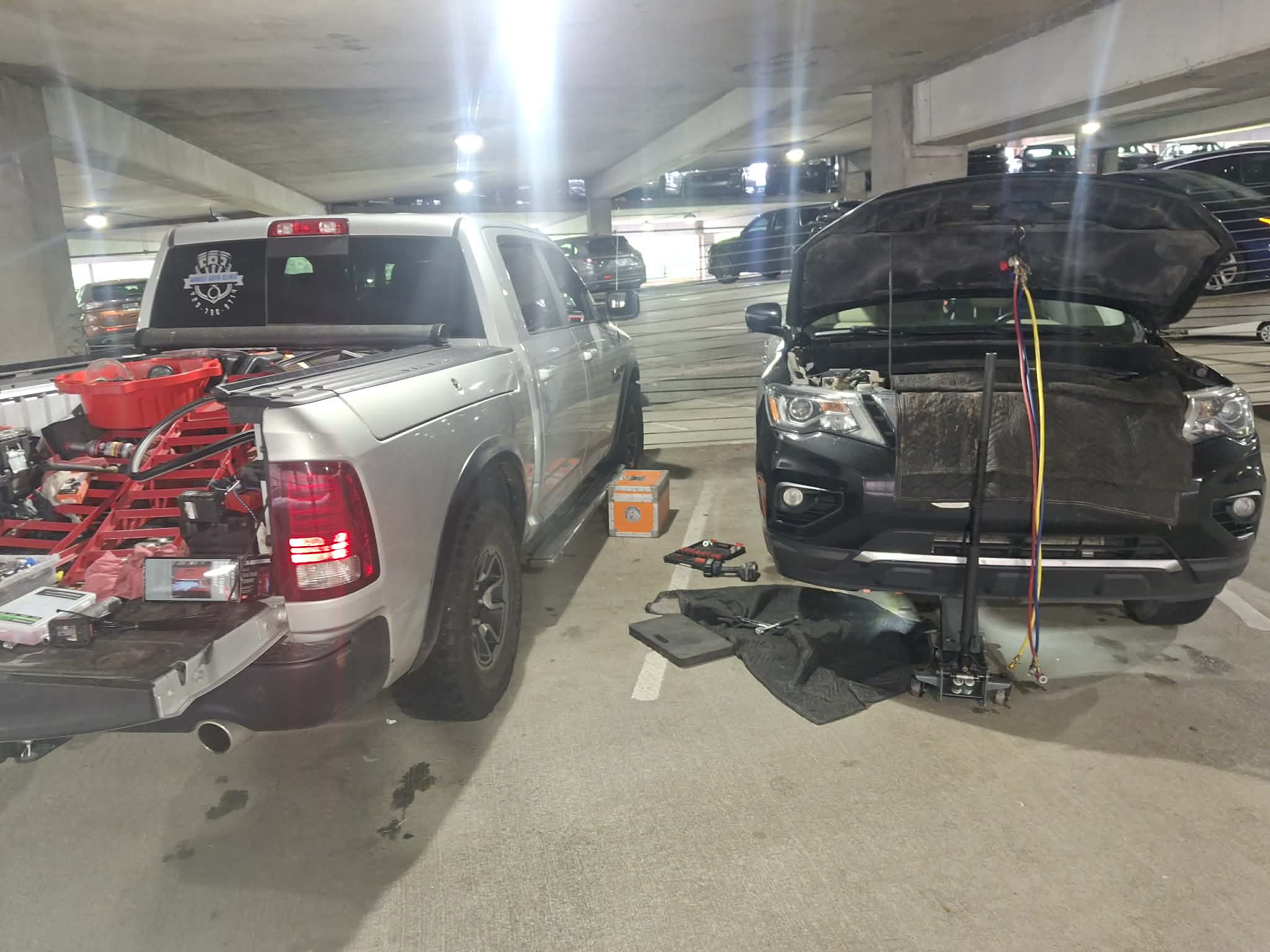Emergency call in a parking garage